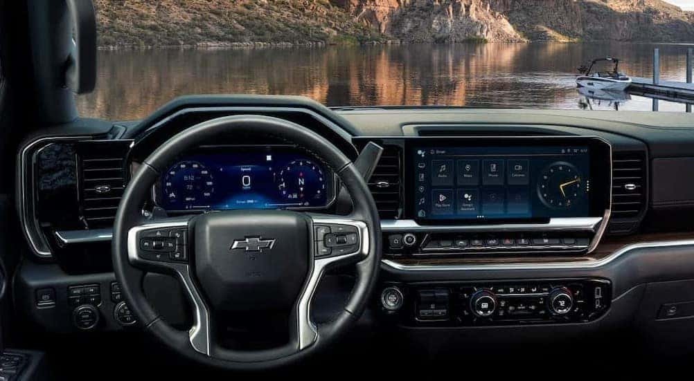The black dash in a 2026 Chevy Silverado 1500 for sale near Duluth.