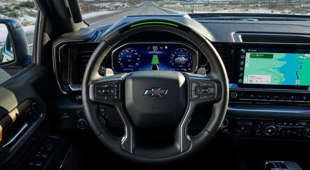 Infotainment and digital gauge cluster on a 2026 Chevy Silverado 1500