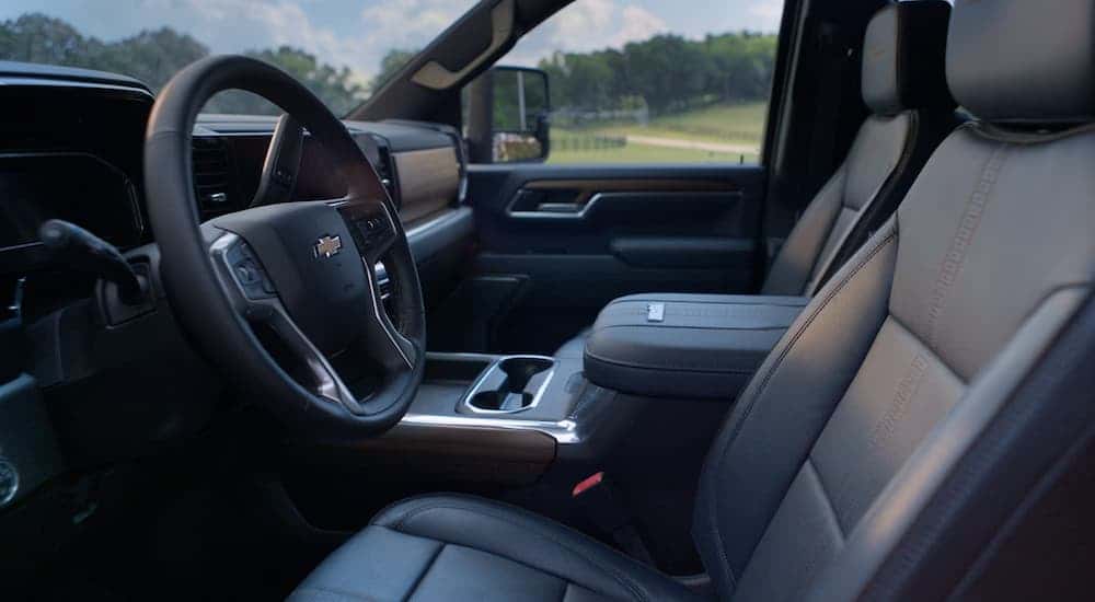Black leather interior in a 2026 Chevy Silverado 2500 HD