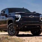 A black 2026 Chevy Silverado 2500 from the front.
