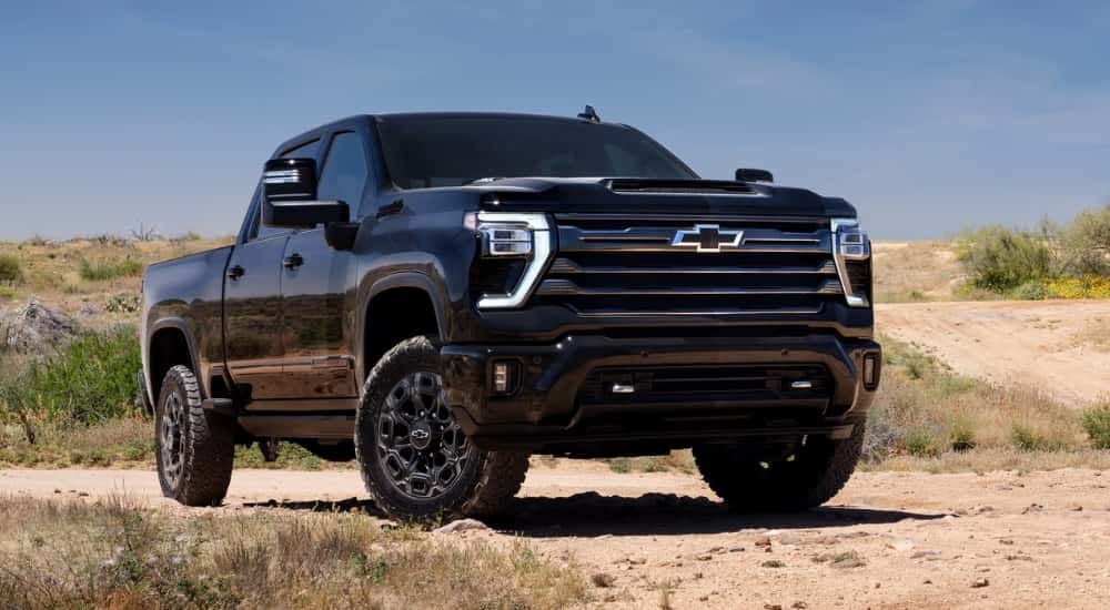 A black 2026 Chevy Silverado 2500 from the front.