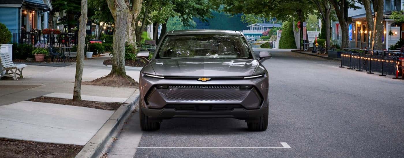 Grey 2026 Chevy Equinox EV parked on a city street