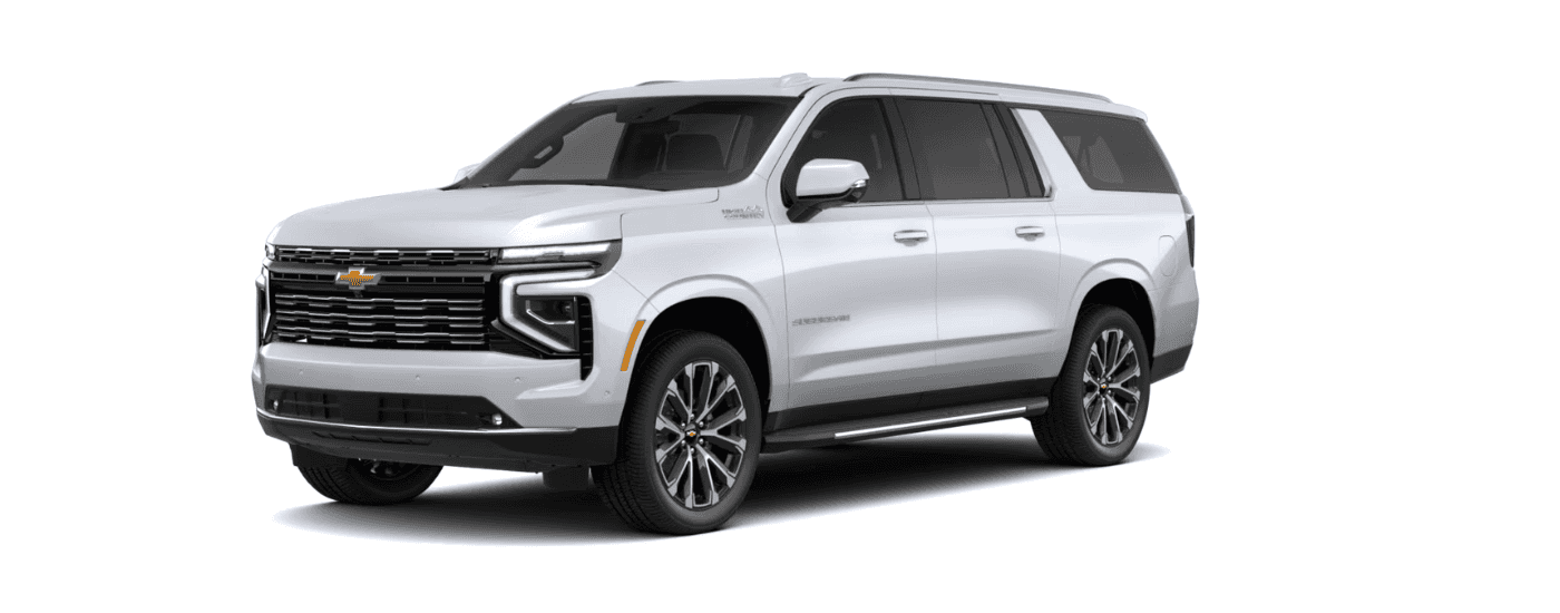 White 2026 Chevy Suburban angled left