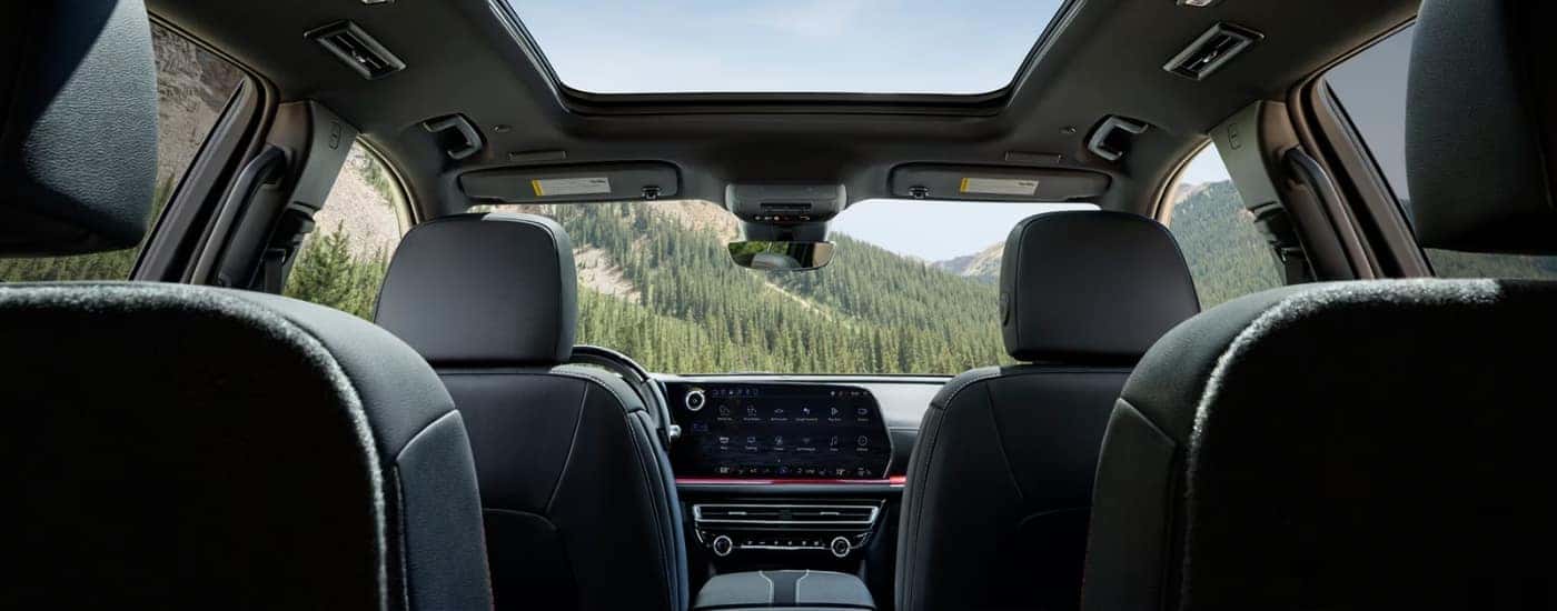 The interior of a 2026 Chevy Traverse Z71 from the cargo area.