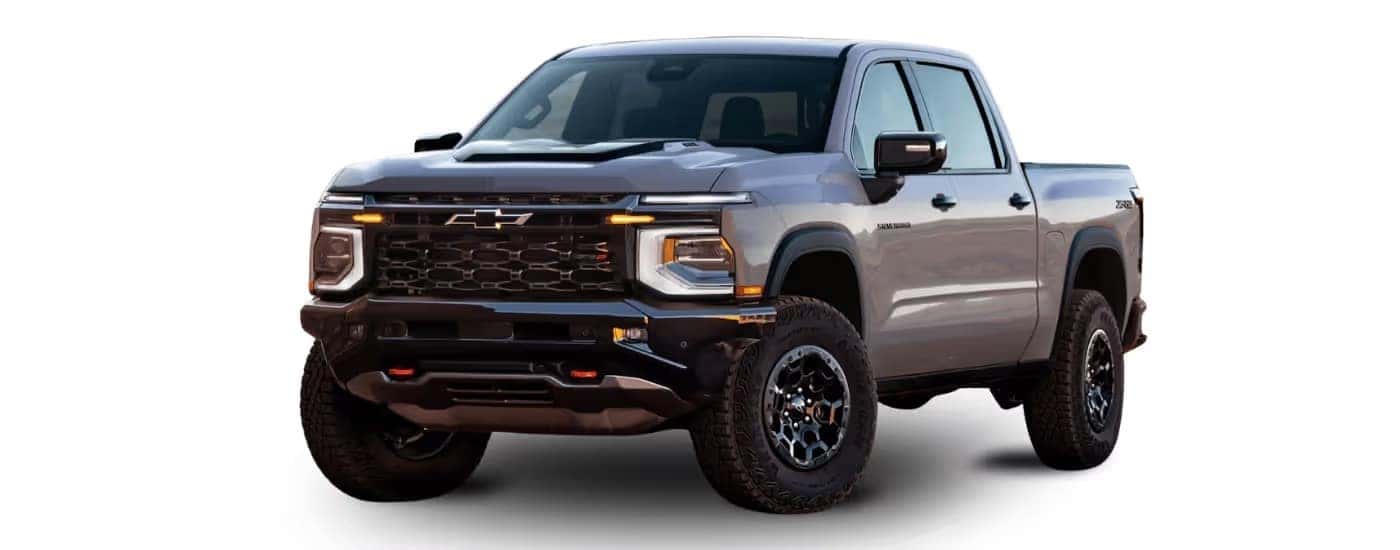 White 2027 Chevy Silverado 1500 angled left.