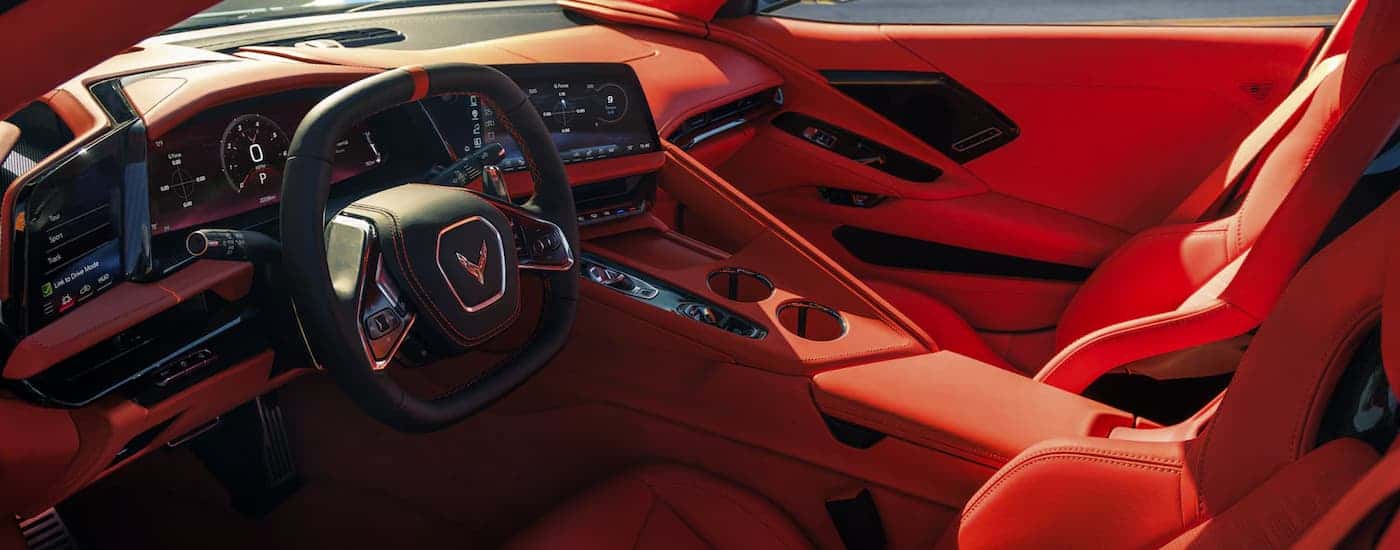 Red interior inside a 2027 Corvette Grand Sport