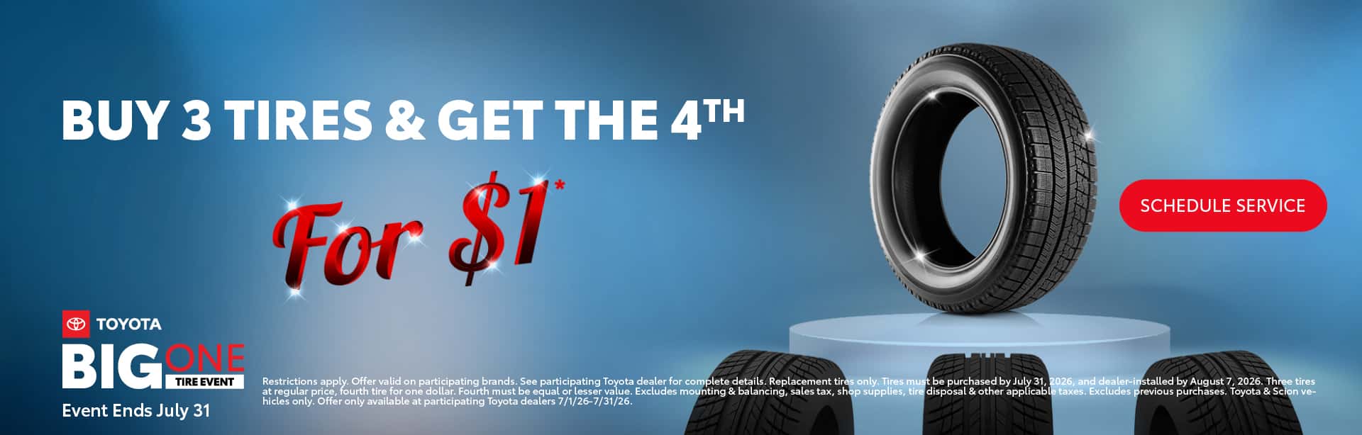 Buy 3 Tires Get The 4th For $1