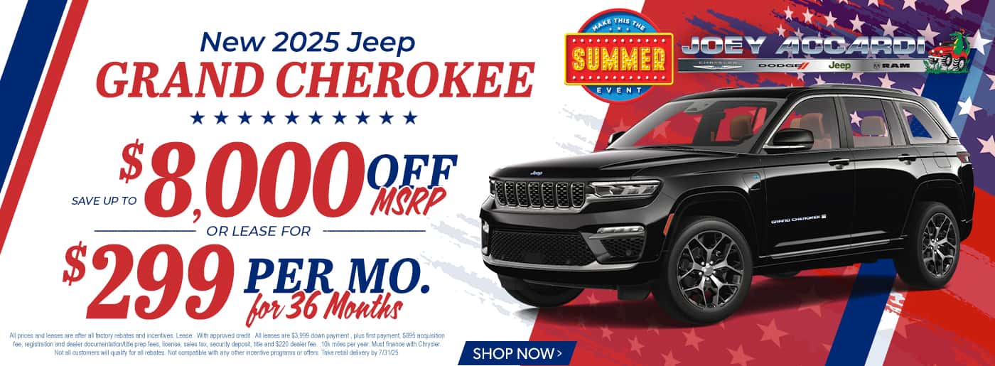 2025 Jeep Grand Cherokee Up to $8,000 Off or Lease $299 + Tax | 36 month