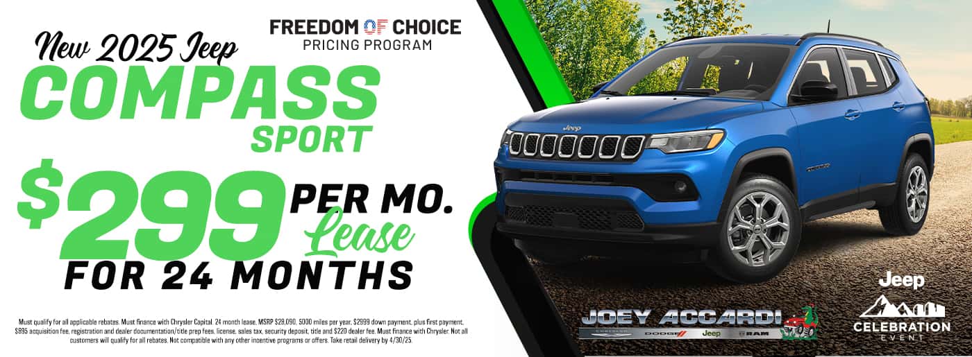 2025 Jeep Compass Sport Lease special $299 per month for 24 month