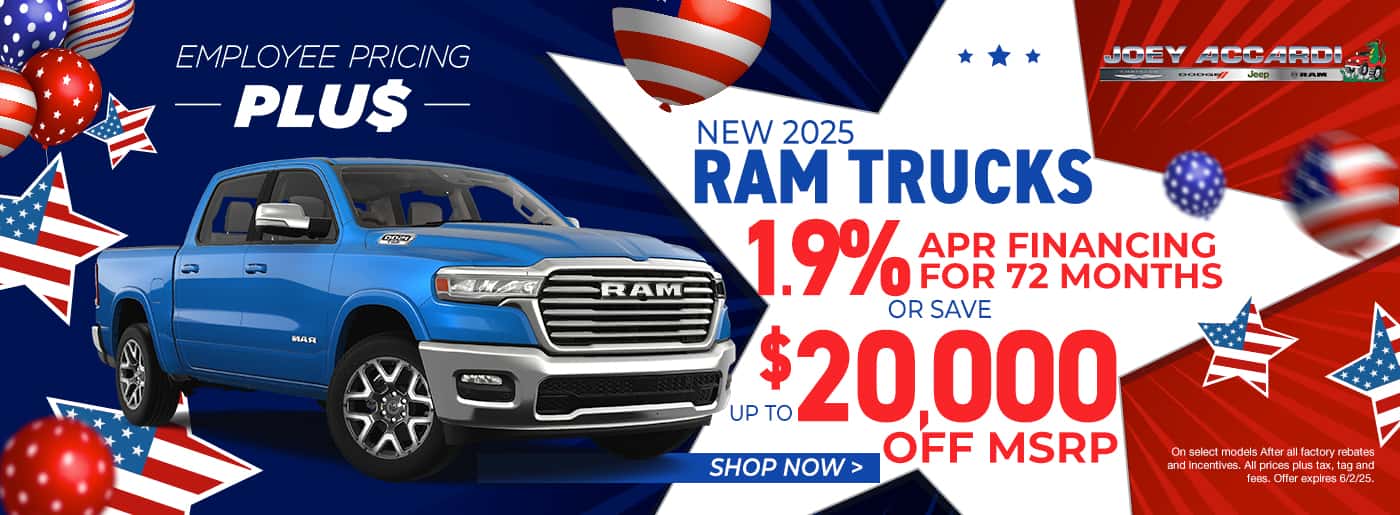2025 Ram Trucks 1.9% APR for 72 months or up to $20K off on select models