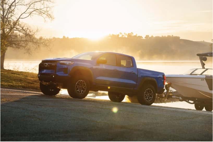 Chevy Colorado parked near the water