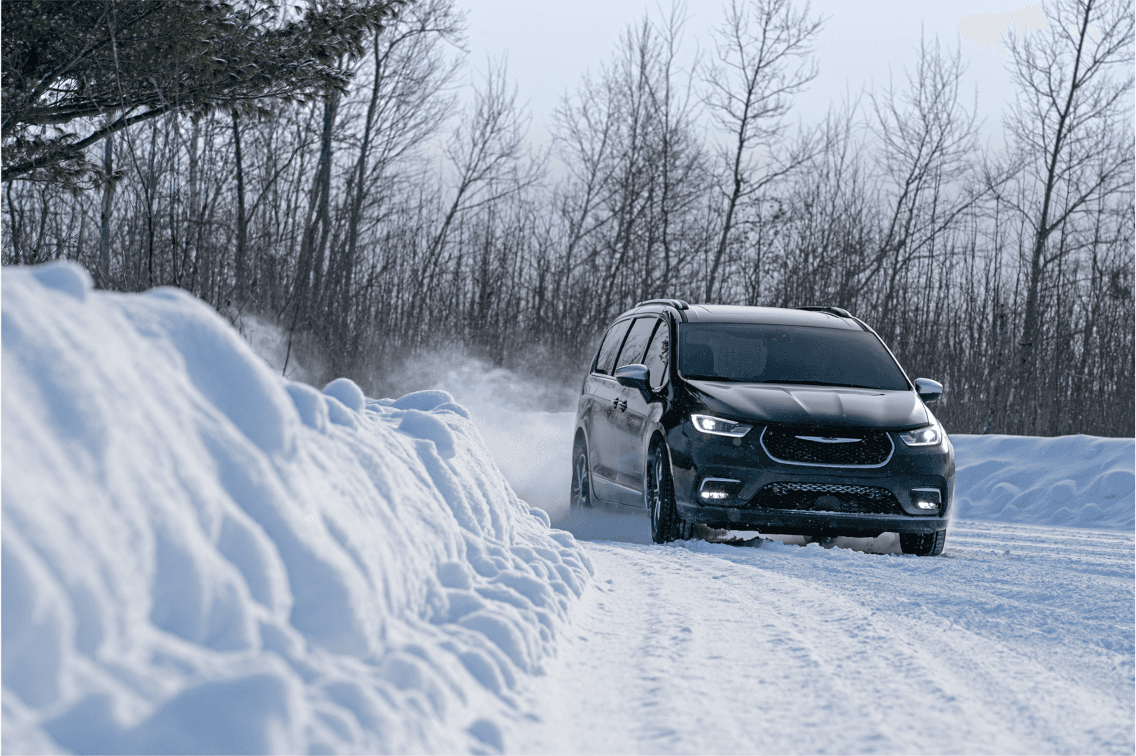 Chrysler Pacifica AWD minivan in snowy Juneau Alaska