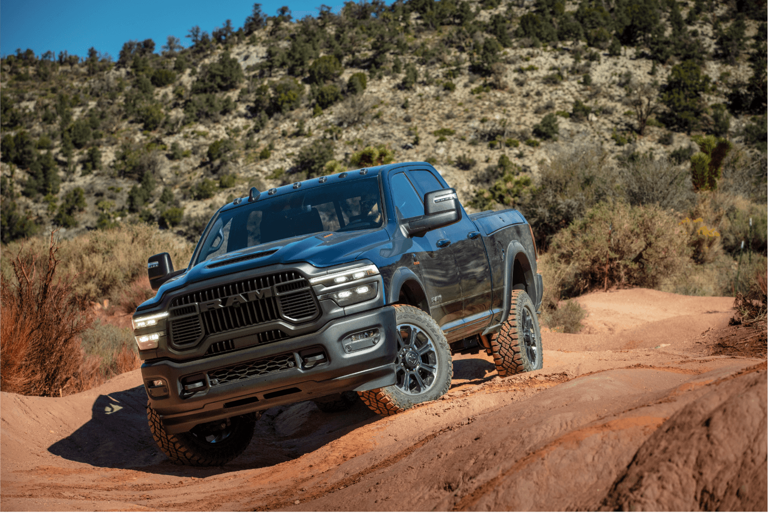 Ram 2500 Rebel off road on muddy hills