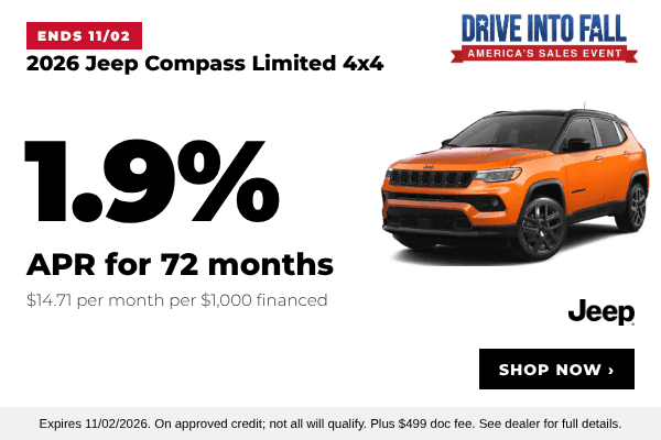2026 Jeep Compass Limited 4x4 1.9% APR for 72 months at Juneau Jeep RAM in Juneau, Alaska