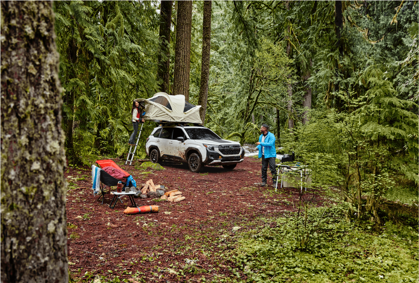 Forester Wilderness camping setup for Chilkat Valley overnights