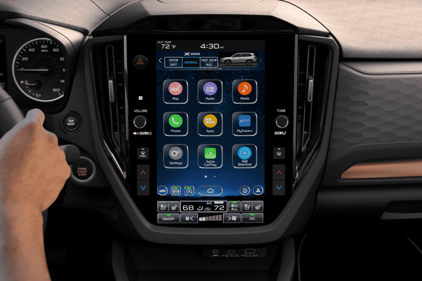 Forester Wilderness interior and tech—great for ferry days and school runs