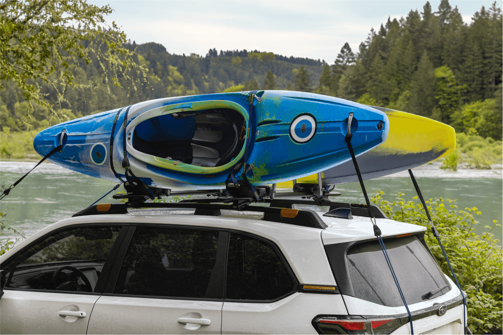 Forester Wilderness with kayak rack heading toward Lutak Inlet
