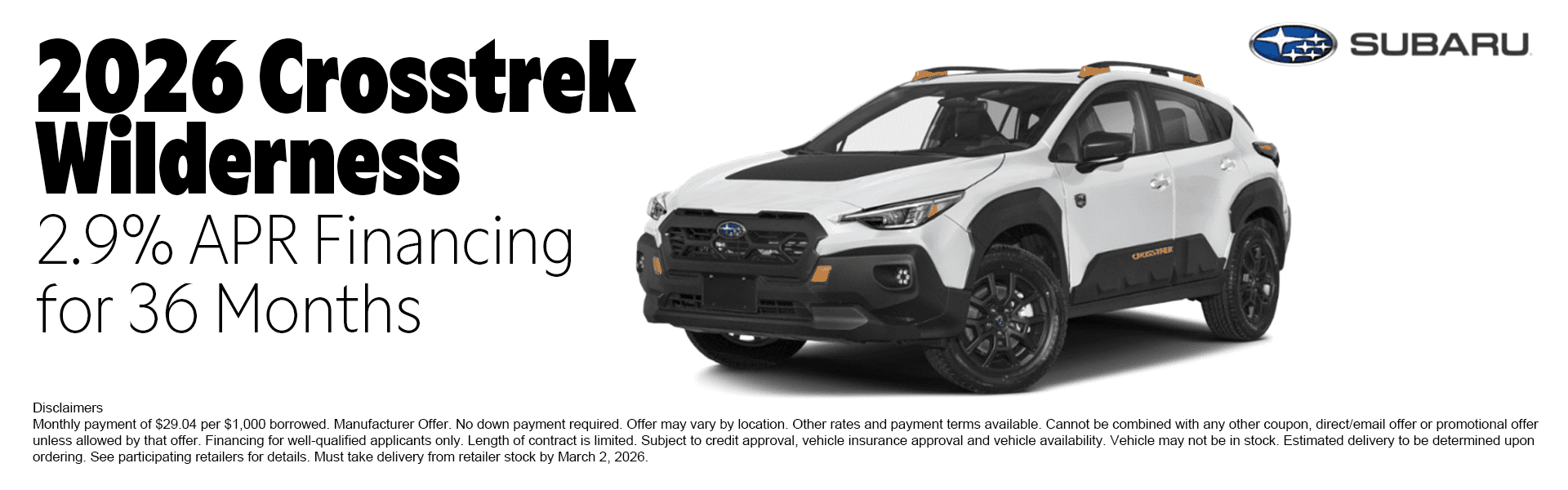 Subaru Crosstrek special offer at Juneau Auto Mall Alaska