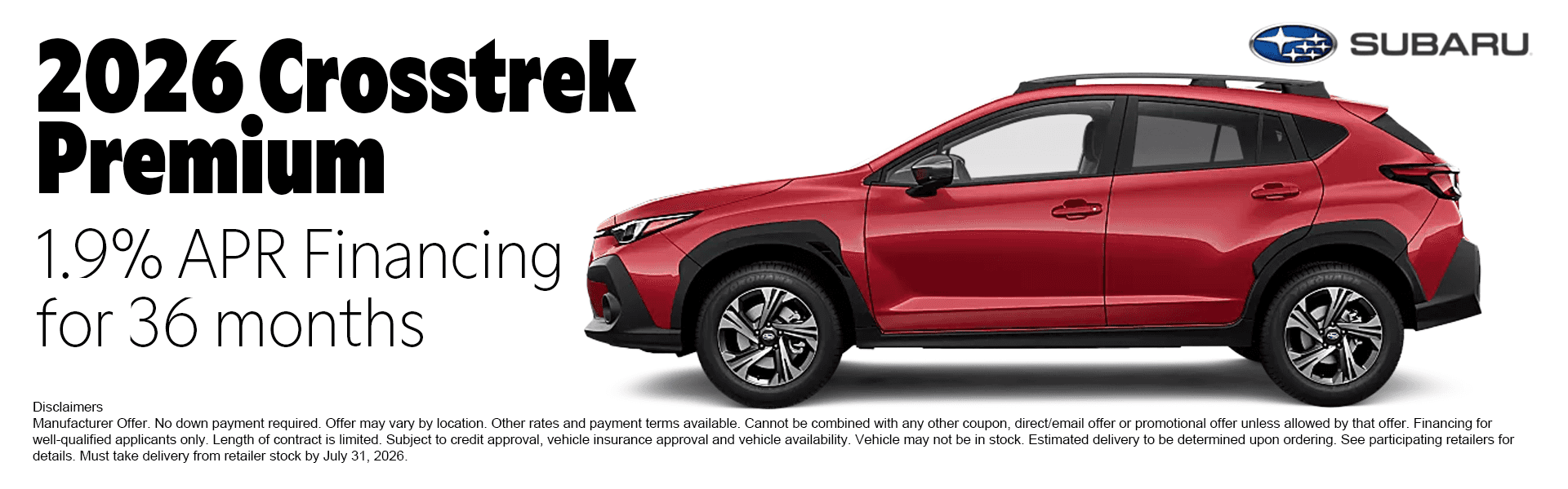 2026 Subaru Crosstrek special offer at Juneau Subaru Alaska