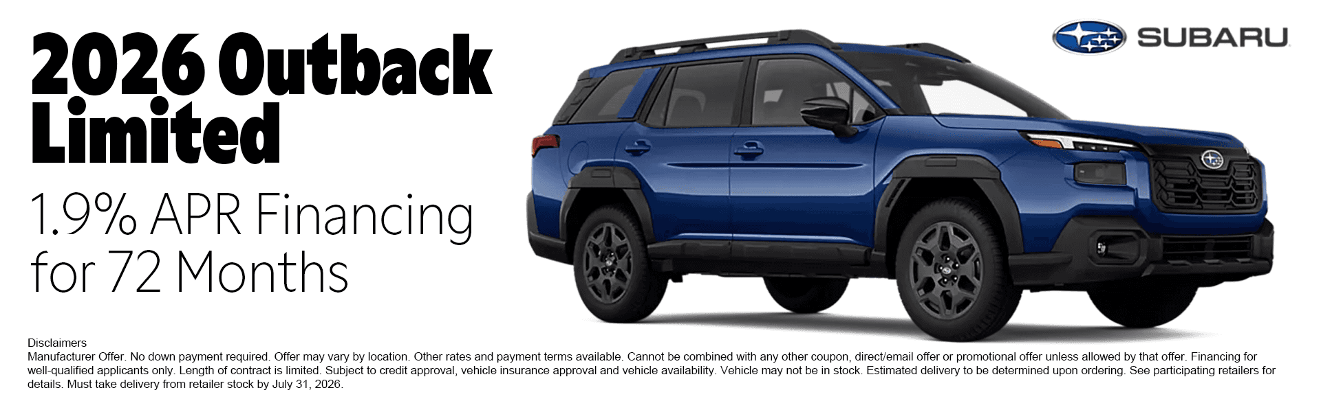 2026 Subaru Outback special offer at Juneau Subaru Alaska