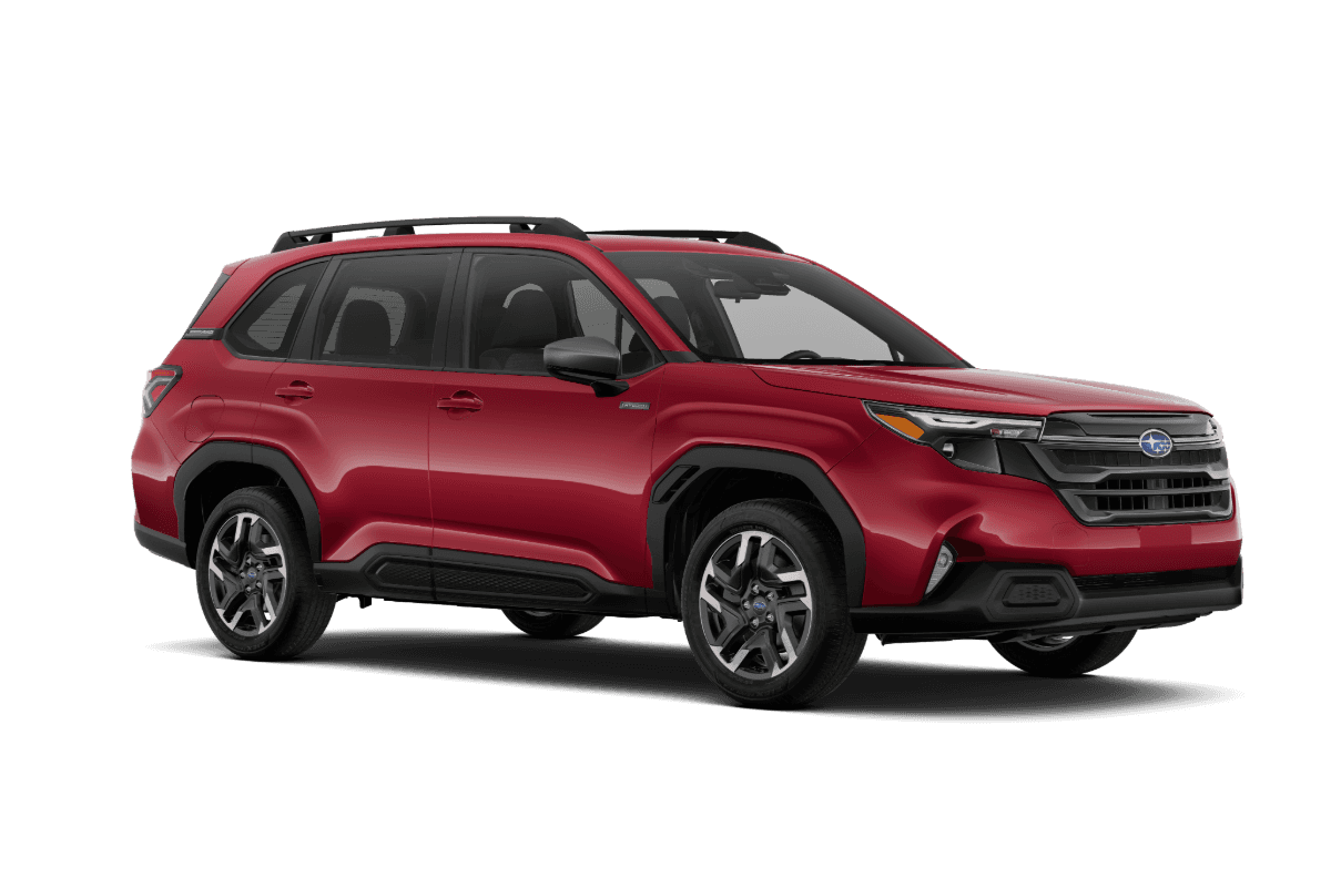 Subaru Forester Hybrid Premium trim in Crimson Red Pearl