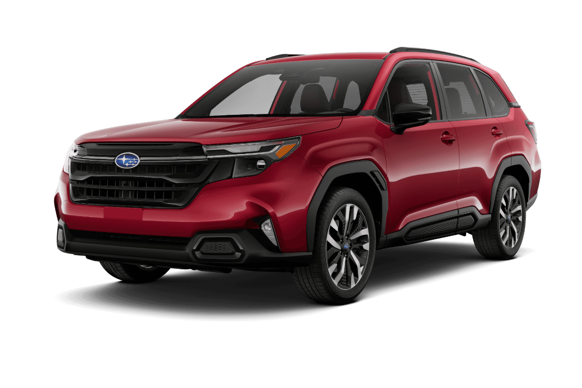 2026 Subaru Forester Touring trim in Crimson Red Pearl
