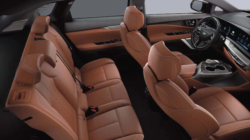 Interior back seat overhead view 2026 Cadillac OPTIQ Premium Sport SUV 1SH