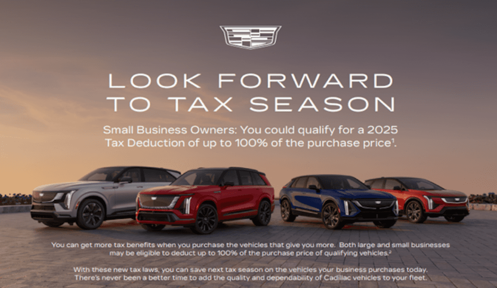 2025 — Eligible Cadillac Models image of Cadillac ESCALADE ESCALADE ESV XT5 VISTIQ XT6 OPTIQ LYRIQ ESCALADE IQ ESCALADE IQL CT4 CT5 XT4