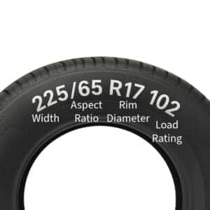 Black Tire with Tire sized listed 