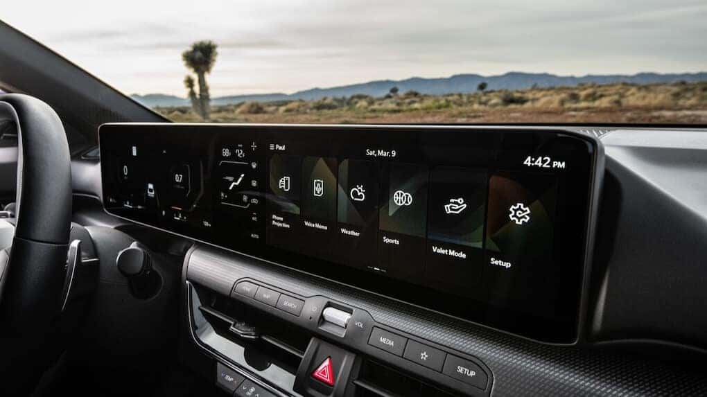 2025 Kia K4 digital infotainment panel displaying navigation and vehicle controls