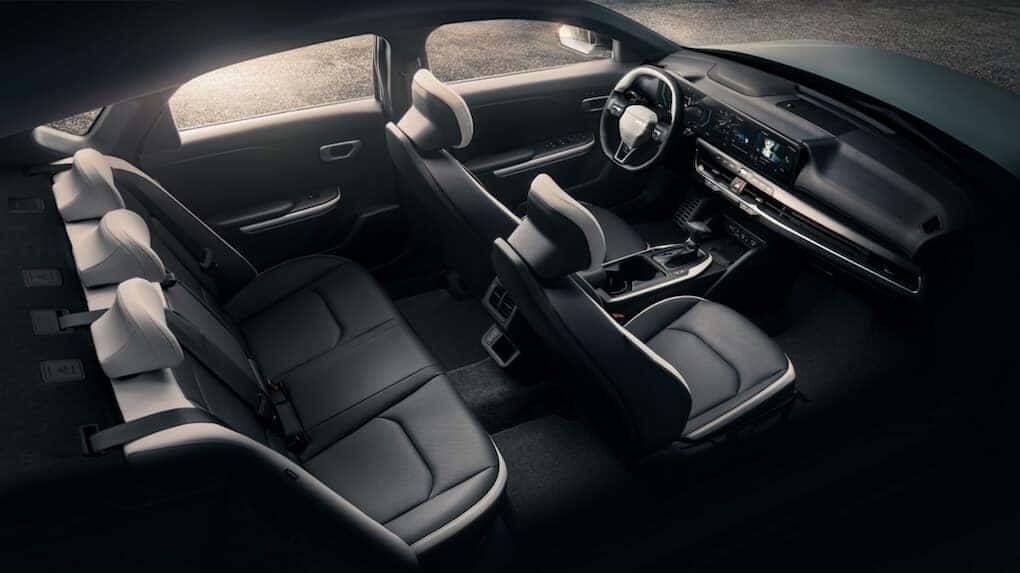 Top-down view of the 2025 Kia K4 interior showcasing spacious seating and modern design