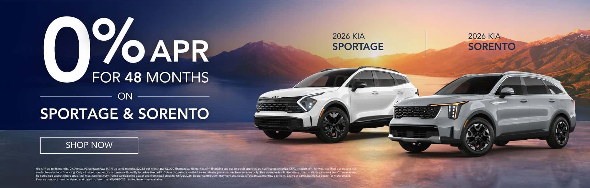 Sportage and Sorento APR Summer Specials June 2026