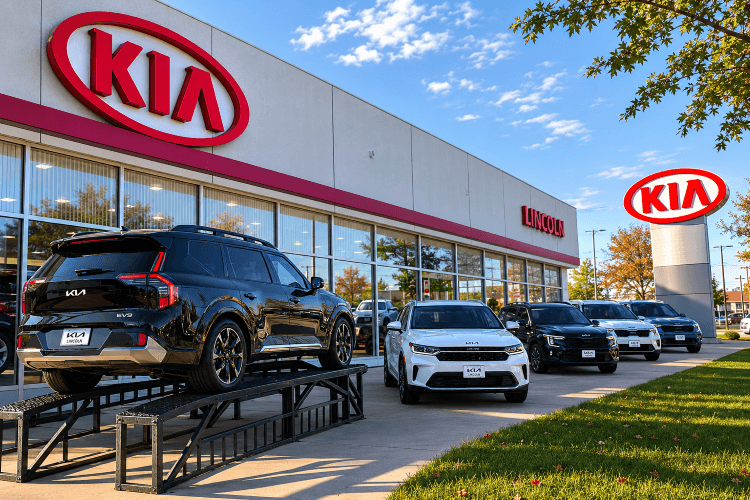 Kia of Lincoln team helping a customer