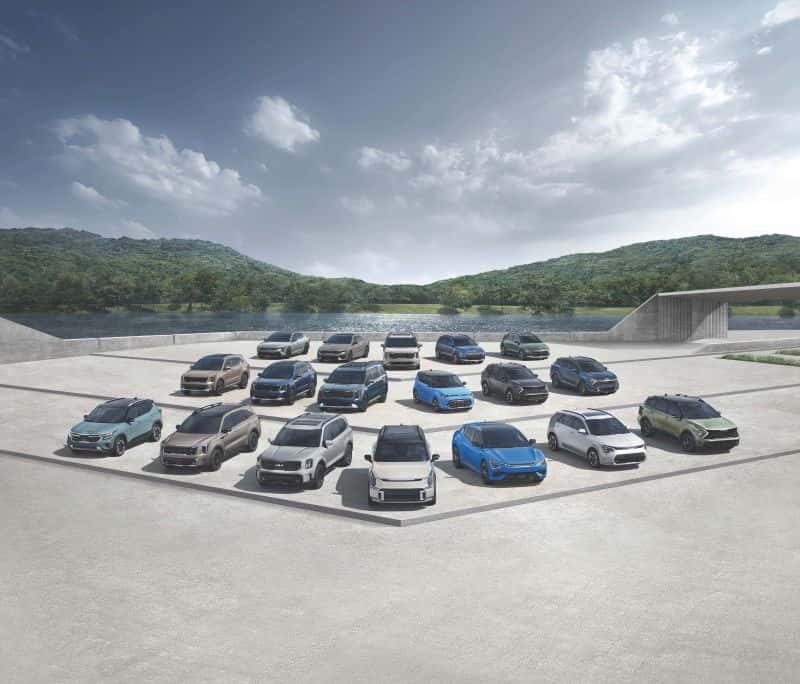 Kia vehicle lineup featuring a variety of Kia cars and SUVs available at Kia of Lincoln
