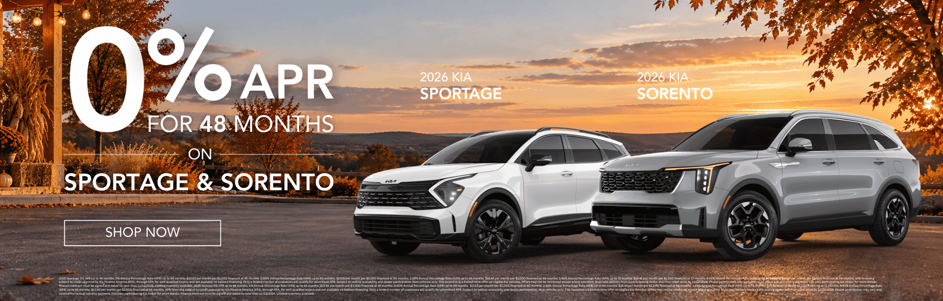 0% APR Kia Sportage and Sorento