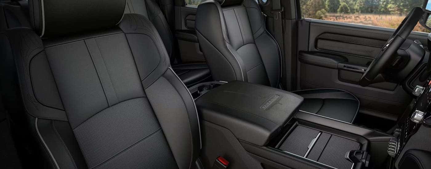 Black upholstery in the cabin of a 2024 Ram 2500 for sale near Charlotte.