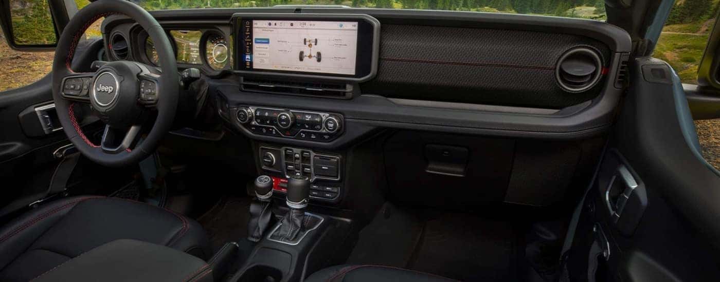 Dash and infotainment screen in a 2025 Jeep Gladiator.
