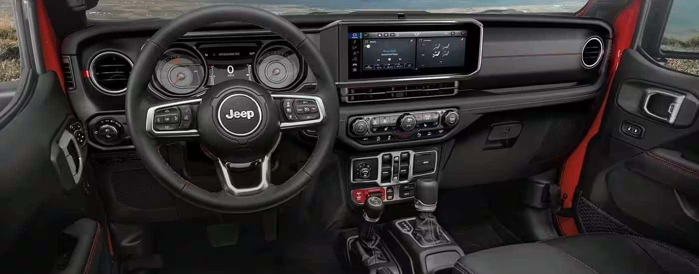 Dashboard and infotainment screen in a 2023 Jeep Gladiator.