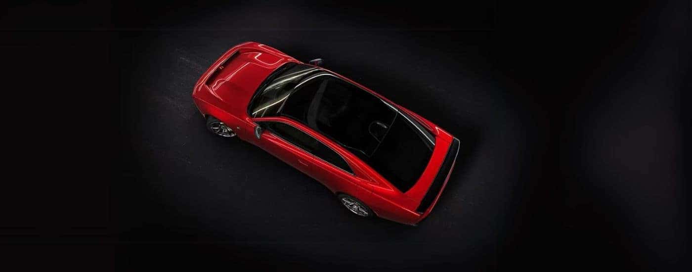 Top view of a red 2025 Dodge Charger Daytona Scat Pack