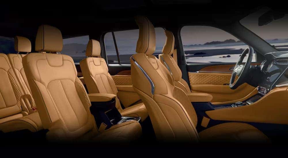 Tan interior in a 2024 Jeep Grand Cherokee.