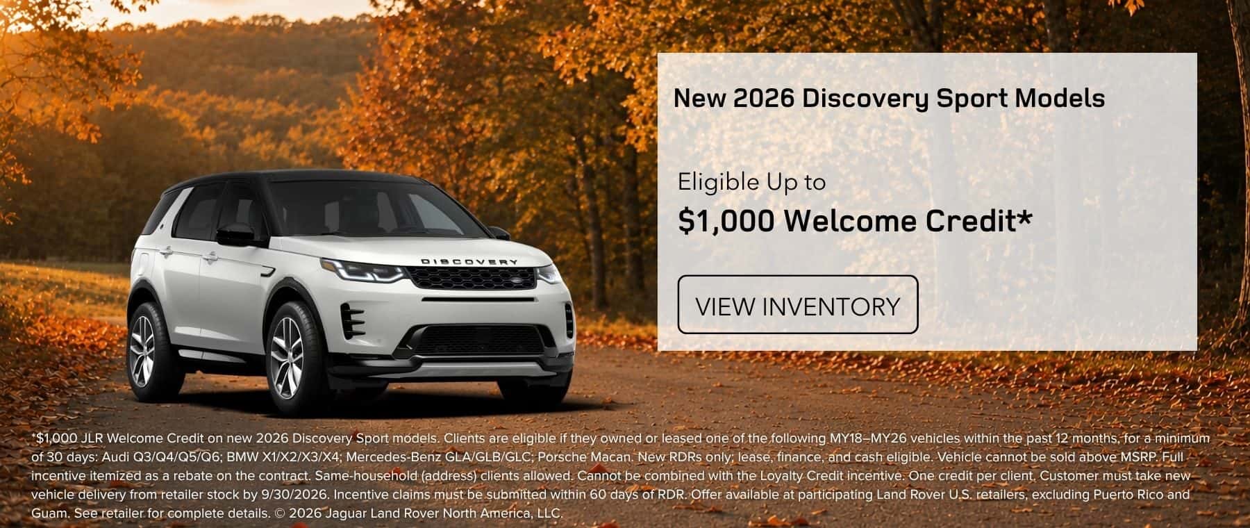 2026 Discovery Sport $1,000 Welcome Credit*