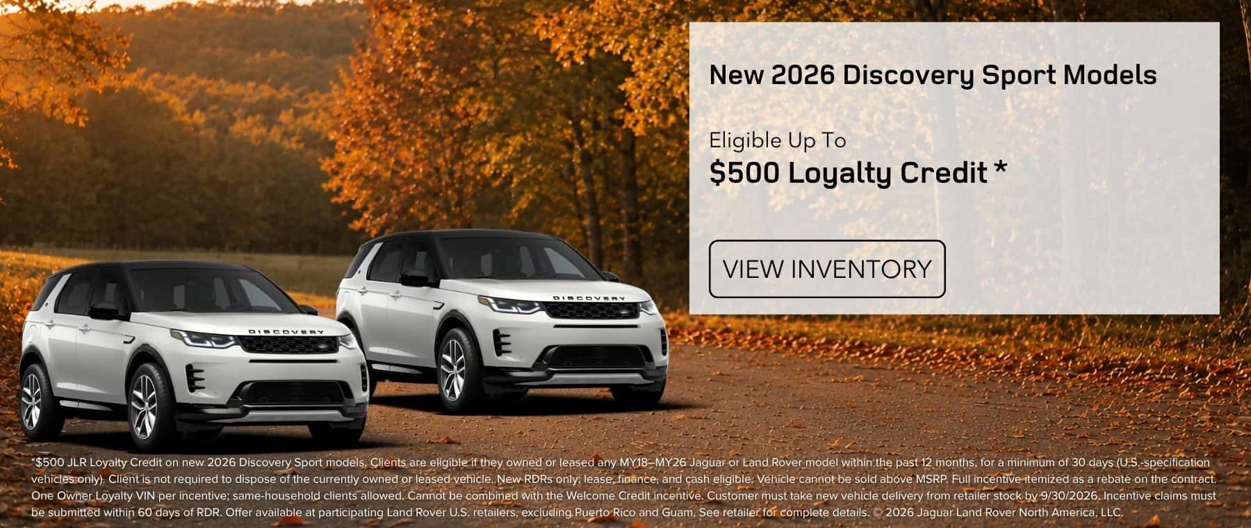 2026 Discovery Sport $500 Loyalty Credit*
