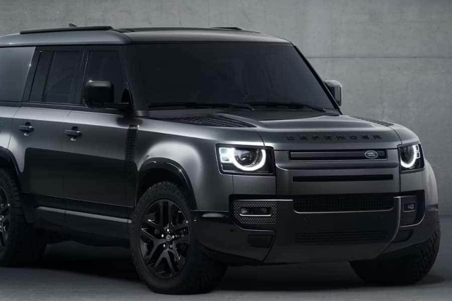 black land rover defender