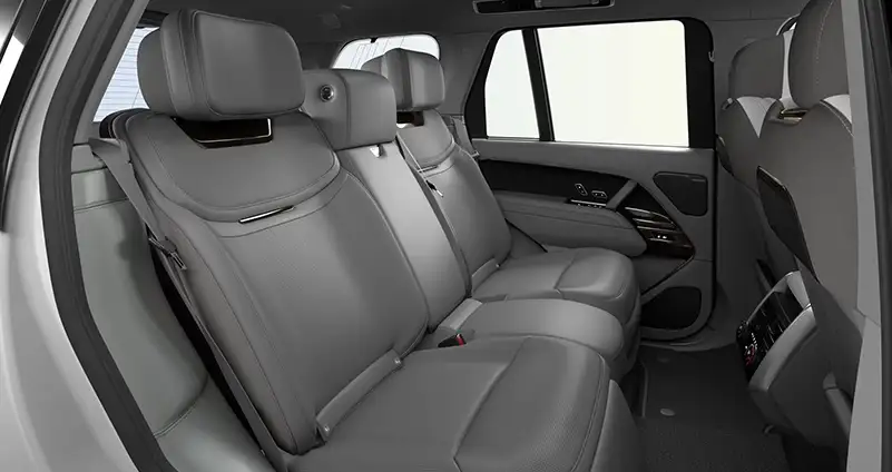 Range Rover SV Intrepid Light Cloud front and Cinder Grey rear Ultrafabrics seats with Cinder Grey interior