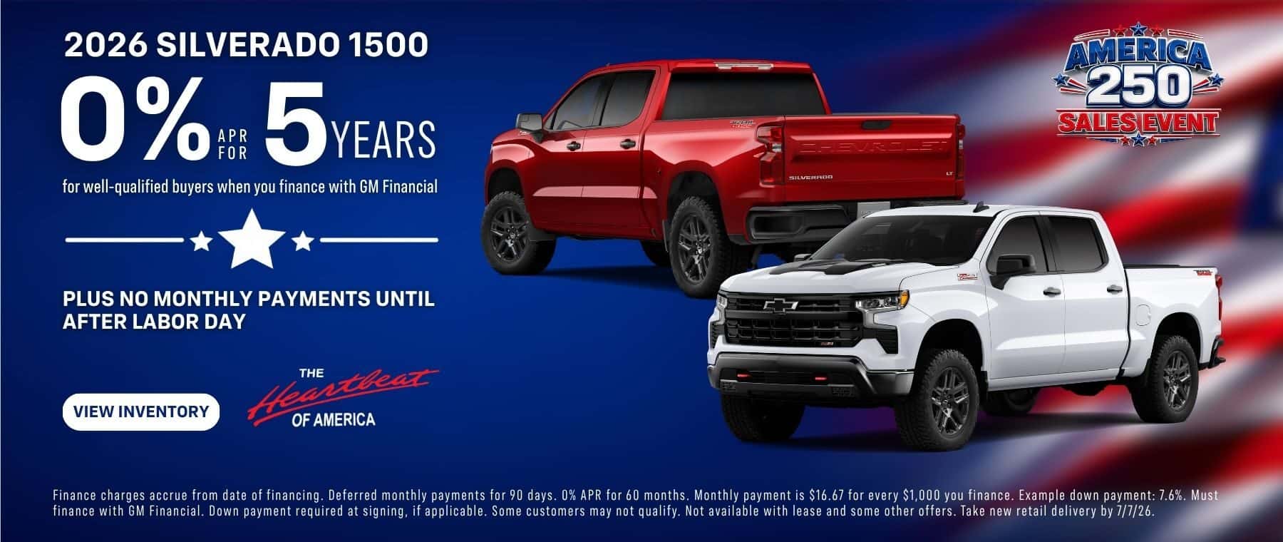0% APR for 5 years on New 2026 Silverado 1500