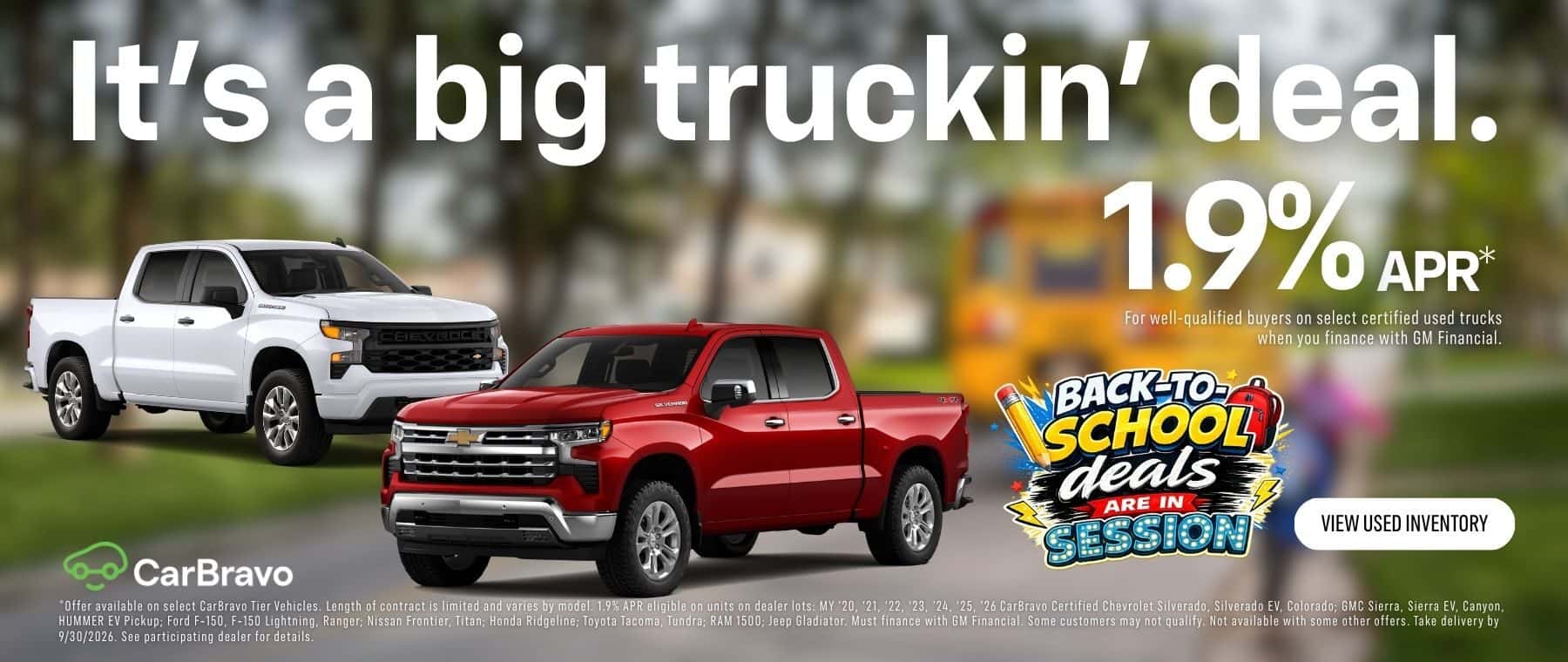 1.9% APR on used CarBravo trucks