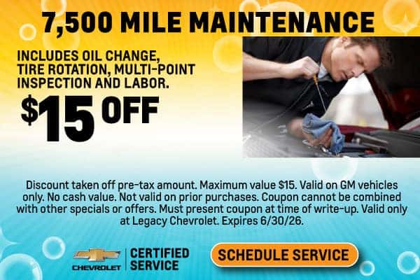 $15 Off 7,500 Mile Maintenance