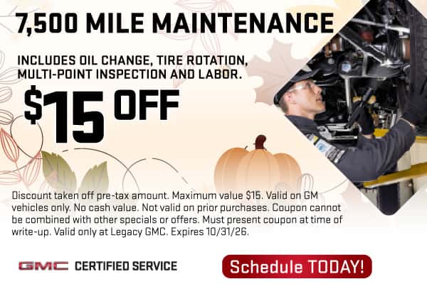 $15 off 7,500 Mile Maintenance