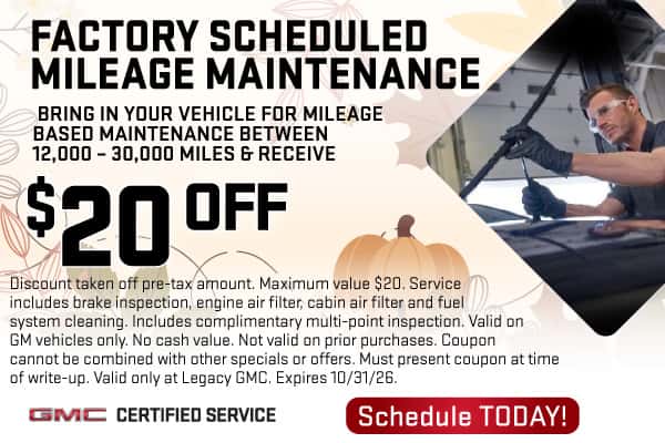 $20 Off Factory Scheduled Mileage Maintenance
