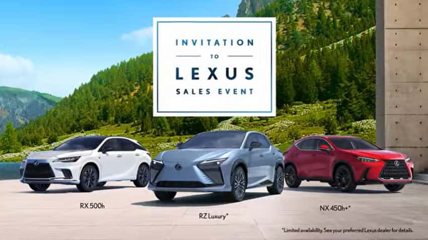 Lexus SUV lineup including UX NX RX TX GX LX and RZ at Lexus of Concord dealership in Concord California